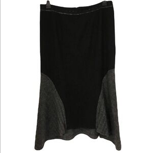 Dikton's Womens Wool Blend Knit Midi Skirt Size 12 Black Gray Asymmetrical